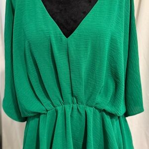 Green V-Neck Blouse